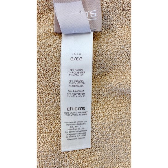 Chico's Gold Metallic Knit Pullover Poncho Sweater Top Size L XL - Picture 6 of 7